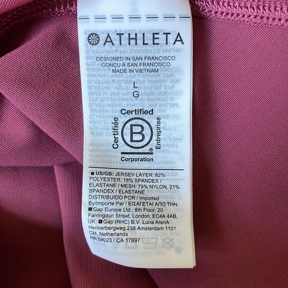 ATHLETA Pacer Mesh Top, Berry Rose, Size Large - Picture 9 of 10